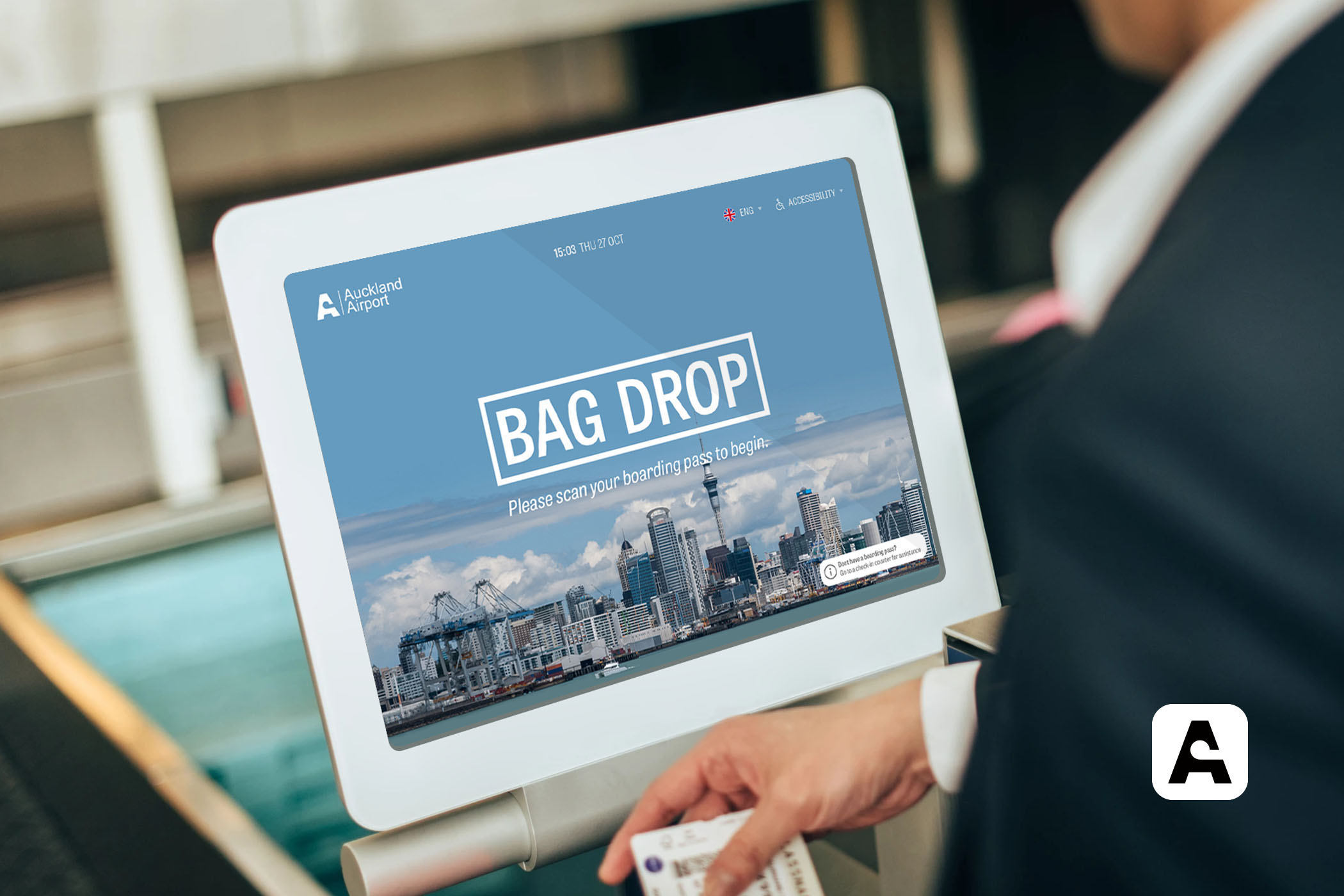 Auckland Airport: Bag Drop Application Main Screen